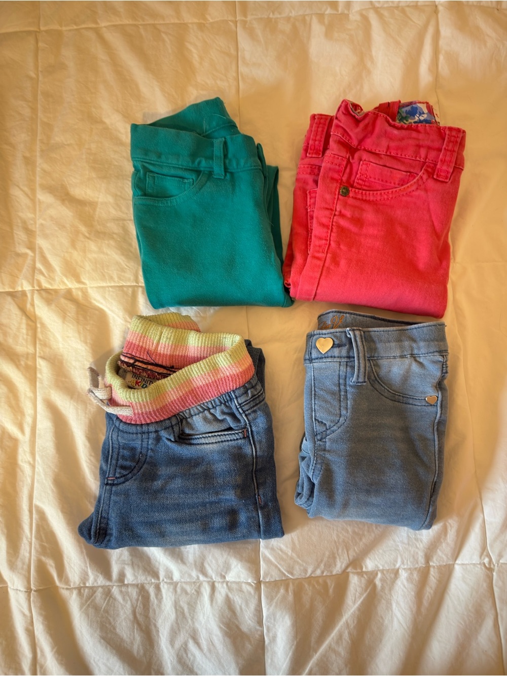 Kids' Colorful Stretch Bottoms Pack - Teal, Pink, Denim